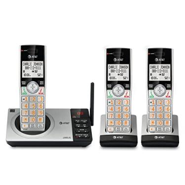 Imagem de AT&T Telefone sem fio expansível DECT 6.0 com sistema de atendimento, prata/preto com 3 aparelhos