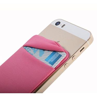 Imagem de Case Art Plus Suporte seguro para cartão de crédito na carteira [tampa] Porta-identidade discreto Lycra Elastano Capas para cartões para smartphones, iPhone 6, Samsung Galaxy Capa carteira para
