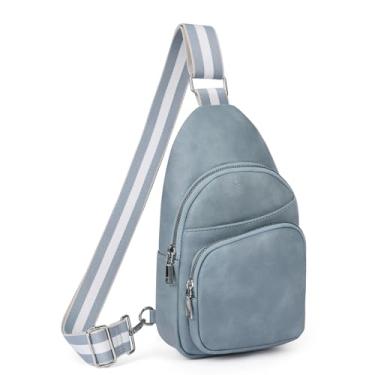Imagem de CLUCI Bolsa pequena para mulheres, pochete de couro vegano, bolsas transversais para mulheres, bolsa de peito com alça de guitarra, Jeans, Small