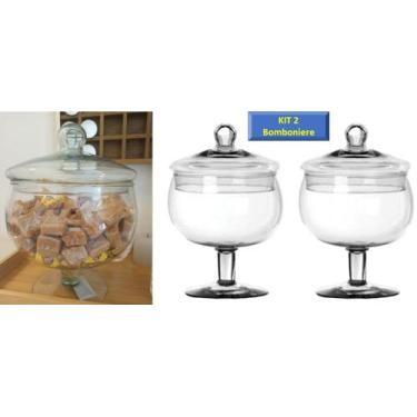 Imagem de Kit 2 (PAR) Bomboniere Potiche de Vidro Maracanã Doces Bombons Versáti