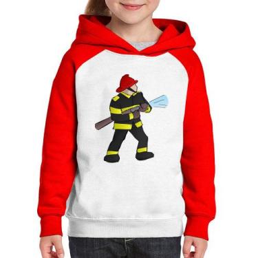Imagem de Moletom Infantil Bombeiro - Foca na Moda, Branco, Vermelho, 2