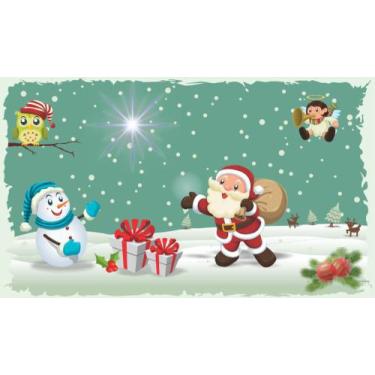 Imagem de Painel de Lona Feliz Natal Papai Noel Cute - Fabrika de Festa, 300x250