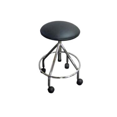 Imagem de Mocho Giratório Inox Com Rodízios Sem Encosto Preto - Metal Solution