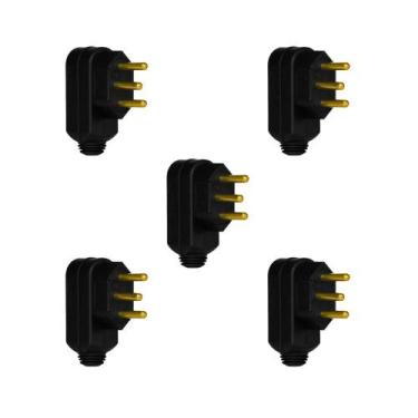 Imagem de Kit 5 Plugue Macho Pial Legrand 2P+T 10A 250V Preto 615911