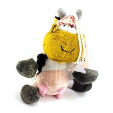 Imagem de Pelúcia Vaca Roberta Ventosa Lenço Bandana Xadrex 17cm - Trebellos