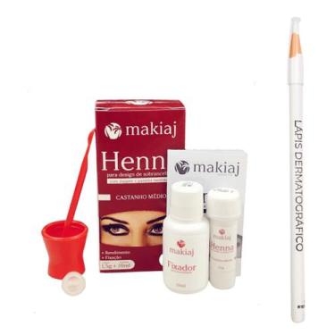 Imagem de Kit Designer Sobrancelha Henna Makiaj e Lápis Dermatografico Profissio