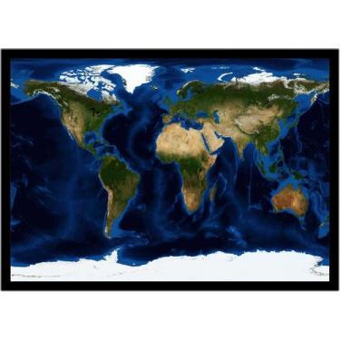 Imagem de Quadro Decorativo Mapa-Múndi Físico Terra Geografia Salas Escritórios 