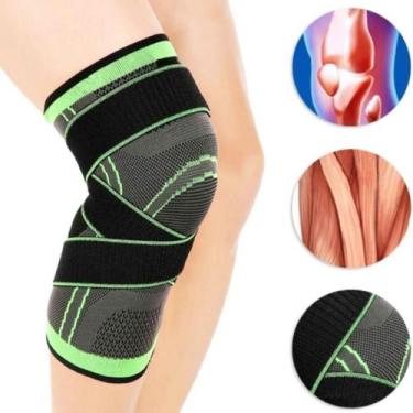 Imagem de Joelheira Preto com Verde Ajustável Estabilidade Fit Treino - JPG FIT