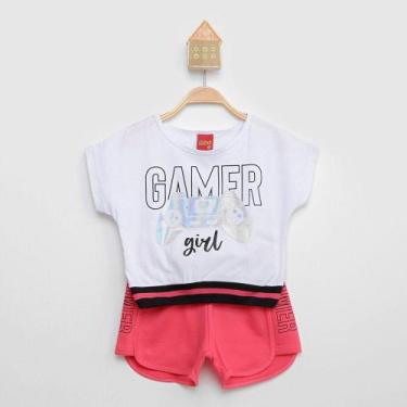 Imagem de Conjunto Infantil Kyly Camiseta e Short Gamer Menina 2 Peças