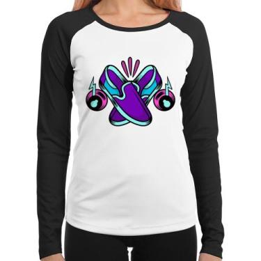 Imagem de Baby Look Raglan Walk The Talk Manga Longa - Foca na Moda, Branco, Pre