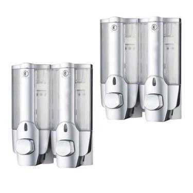 Imagem de Dispenser Duplo 2 uni Shampoo Alcool Gel Sabonete Liquido Shopping Lan