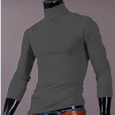 Imagem de Camiseta Estilo Gola Alta Masculina Segunda Pele Tecido Gelado - Slim 