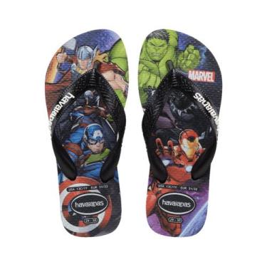 Imagem de Chinelo sandalia  havaianas kids top marvel ii original, Preto, 29/30