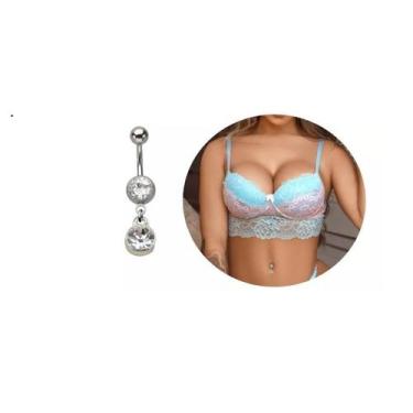 Imagem de Piercing Umbigo Sexy Com Stras Ponto Luz Pendurado - 3i, Prateado