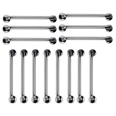 Imagem de Barra de Apoio 60cm Aço Inox Kit 14 Unidades Idoso Gestante Criança Suporte Resistente Banheiro Box Acessibilidade Corrimao Escada Segurança