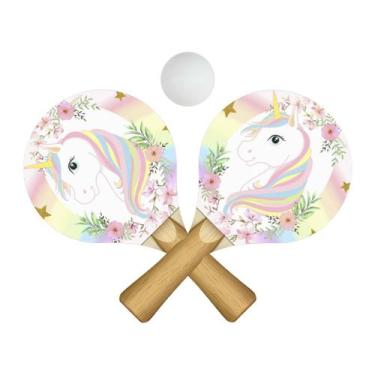 Imagem de Par de Raquetes para Tênis de Mesa com Bolinha 24,5x13,5 Mdf Madeira A