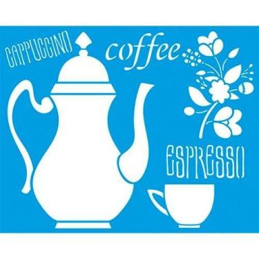 Imagem de Stencil Litoarte 20 x 25 cm - STR-061 Bule e Xícara De Café