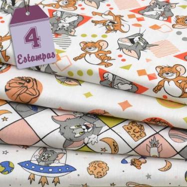 Imagem de Kit de Tecido Tom e Jerry Planetas Off White (30x70) 4 Estampas - Ibir