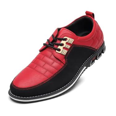Imagem de HLLQ Tênis masculino moderno de couro Oxford para caminhada, negócios, escritório, festa, formatura, vestido tamanho 7-15, Renda vermelha, 46
