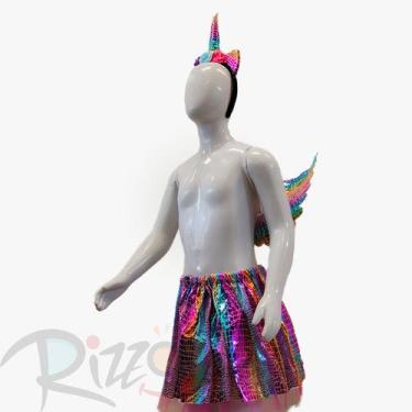 Imagem de Kit Fantasia Carnaval - Unicórnio - Arco-Íris Texturizado - Mod:623 - 