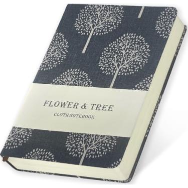 Imagem de ipoul Caderno de linho, diário de capa dura de tecido estampado em árvore, B6, 264 páginas, caderno forrado pequeno de 12 x 17 cm e caderno em branco, diário bordado semelhante, caderno grosso plano,