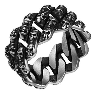 Imagem de ChainsProMax Anel masculino Miami Cuban Link/Celtic/Caveira, aço inoxidável/preto - caixa de presente, Metal, não conhecido
