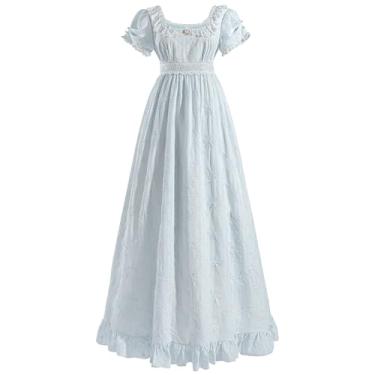 Imagem de LSYYSKB Vestido feminino regency azul vitoriano vintage vestido de baile com cadarço vestido regência longo GG