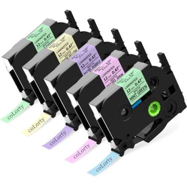 Imagem de Colorty Substitua para fita adesiva Brother P-Touch Ptouch TZe TZ 12 mm 1,2 cm refis de etiquetadora laminada compatível com Brother Ptouch PT-D210 PT-H110 PT-1880 PT-D400, 1/5.1 cm x 26.2', pacote