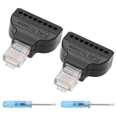 Imagem de YAODHAOD Conector adaptador de terminal de parafuso RJ45, Ethernet RJ45 8p8c macho para terminal AV de 8 pinos, conector de bloco conversor para CCTV, Cat5, Cat6 (2 peças) (RJ45 macho)