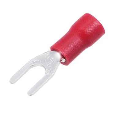 Imagem de uxcell 50 peças SV1.25-4S isolado garfo espada conector de fio tipo U terminal de crimpagem elétrica 22-16AWG vermelho