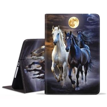 Imagem de stmedazm Capa para Samsung Galaxy Tab S9 FE 5G 10,9 polegadas/Galaxy Tab S9 11 polegadas 2023, capa dobrável de couro sintético premium com suporte para despertar/hibernar automático - Cavalo correndo