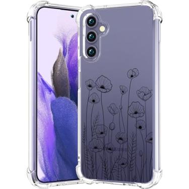Imagem de CCFUNCASE Compatível com Samsung Galaxy S24+ Plus / S25+ Plus Capa transparente fofa para mulheres - Capas de telefone robustas Funda Capa protetora (flor floral preta)