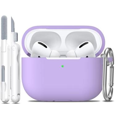 Imagem de R-fun Capa compatível com AirPods Pro com chaveiro, acessórios de proteção total de silicone para mulheres, homens e meninas, compatível com Apple 2019, capa para AirPods Pro 2019, LED frontal