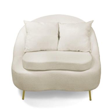 Imagem de Poltrona Decorativa Orgânica Pé Ferro Dou Zaya Bouclê Bege