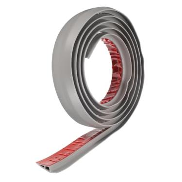 Imagem de HARFINGTON Faixa de transição de piso 5 cm 3 m Tapete de PVC autoadesivo para azulejo Acabamento de borda de transição Tira de cobertura para pisos irregulares Altura 10 mm, Cinza