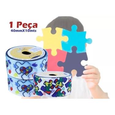 Imagem de Linda Fita De Gorgorão Estampada Quebra Cabeça Laços Autismo - CINDERE