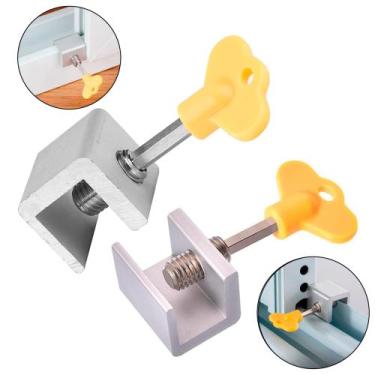 Imagem de Kit 2 Trava Chave Porta Janela Correr Segurança Infantil - Things Nerd