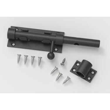 Imagem de Fechadura de porta de entrada sem chave, trava de metal de segurança para porta, travas deslizantes resistentes para portas externas com ferragem de orifício de cadeado para cercas de madeira e portas