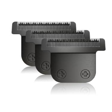 Imagem de Lâminas de substituição removíveis em T pretas compatíveis com Wahl 9864/9864SS/9686/9818A/9854L/9876L/9854 /WSS3L/SS2L Aparador de barba sem fio de íon de lítio (3 unidades)