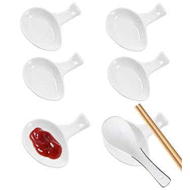 Imagem de Pratos de cerâmica para aperitivo, tigelas de imersão para churrasco molho de soja, ketchup, tempero, vinagre, sushi, salada, óleo de wasabi, pauzinhos de porcelana fina japonesa, colher, garfo,