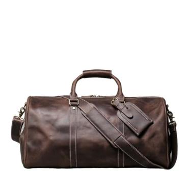 Imagem de Bolsa de viagem de couro masculino vintage couro crossbody Bolsa para homens bolsa com compartimento para sapatos(Retro Coffee)