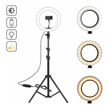 Imagem de Ring Light Led Iluminador 30cm Estúdio Maquiagem Tripé