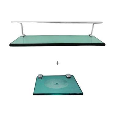 Imagem de 1 Porta Shampoo 10x50 + 1 Saboneteira reta - AJ, Verde