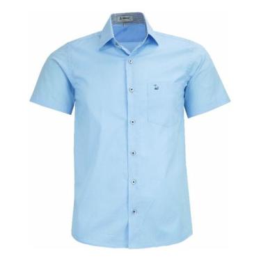 Imagem de Camisa Masculina Social Manga Curta Amil Com Bolso 1850, Azul bebê, 7