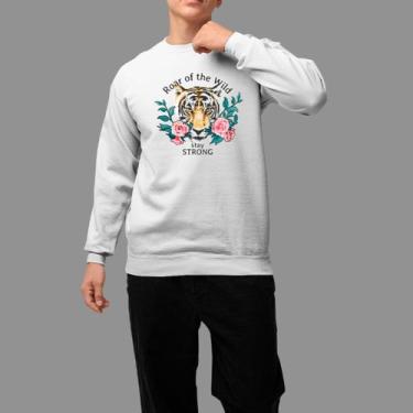 Imagem de Moletom Gola Careca Basico Casual Estiloso Tecido Macio Tigre Plant - 