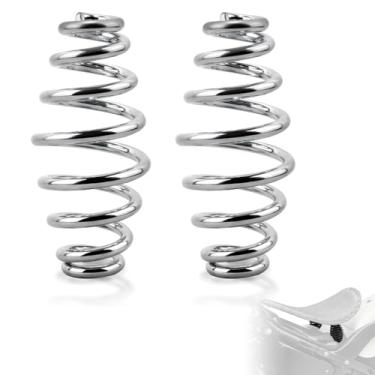 Imagem de FOVPLUE Molas de assento de 10 cm para assentos solo, mola de assento de motocicleta de barril cromado universal serve para Harley Sportster XL883 1200 Bobber Chopper Aplicação personalizada, para