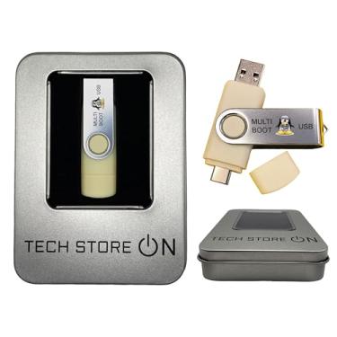 Imagem de Flash Drive Linux 8 em 1 multi-boot – Melhor conjunto de coleção de SO Linux com Ubuntu, Fedora, Tails, AV Linux, Kubuntu e mais – inicializável ao vivo ou instalado em qualquer PC + caixa de
