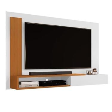 Imagem de Painel Sala Para TV Até 50 Polegadas Com Porta Math - Cor: Branco Com Nature - Lojas K7 Móveis
