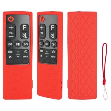 Imagem de Capa de controle remoto de silicone compatível com LG AKB75595331 AKB75595321 AKB75595401 Soundbar Remote Capa protetora à prova de choque com cordão (vermelho)