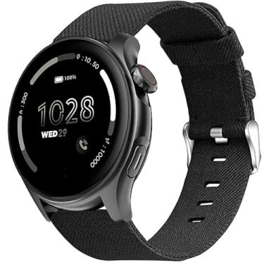 Imagem de Pulseira de relógio inteligente Cubitt Viva Pro, pulseira de substituição de tecido de nylon respirável Lamshaw compatível com Smart Watch Cubitt Viva Pro, Viva, Aura Pro, Aura (preta, pulseira de